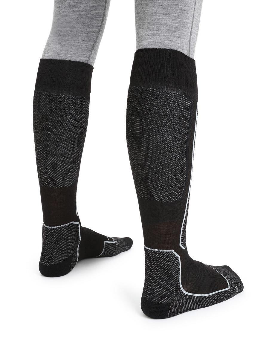 Black Icebreaker Merino Ski+ Light Over the Calf Men's Socks | AU 1014HAPK